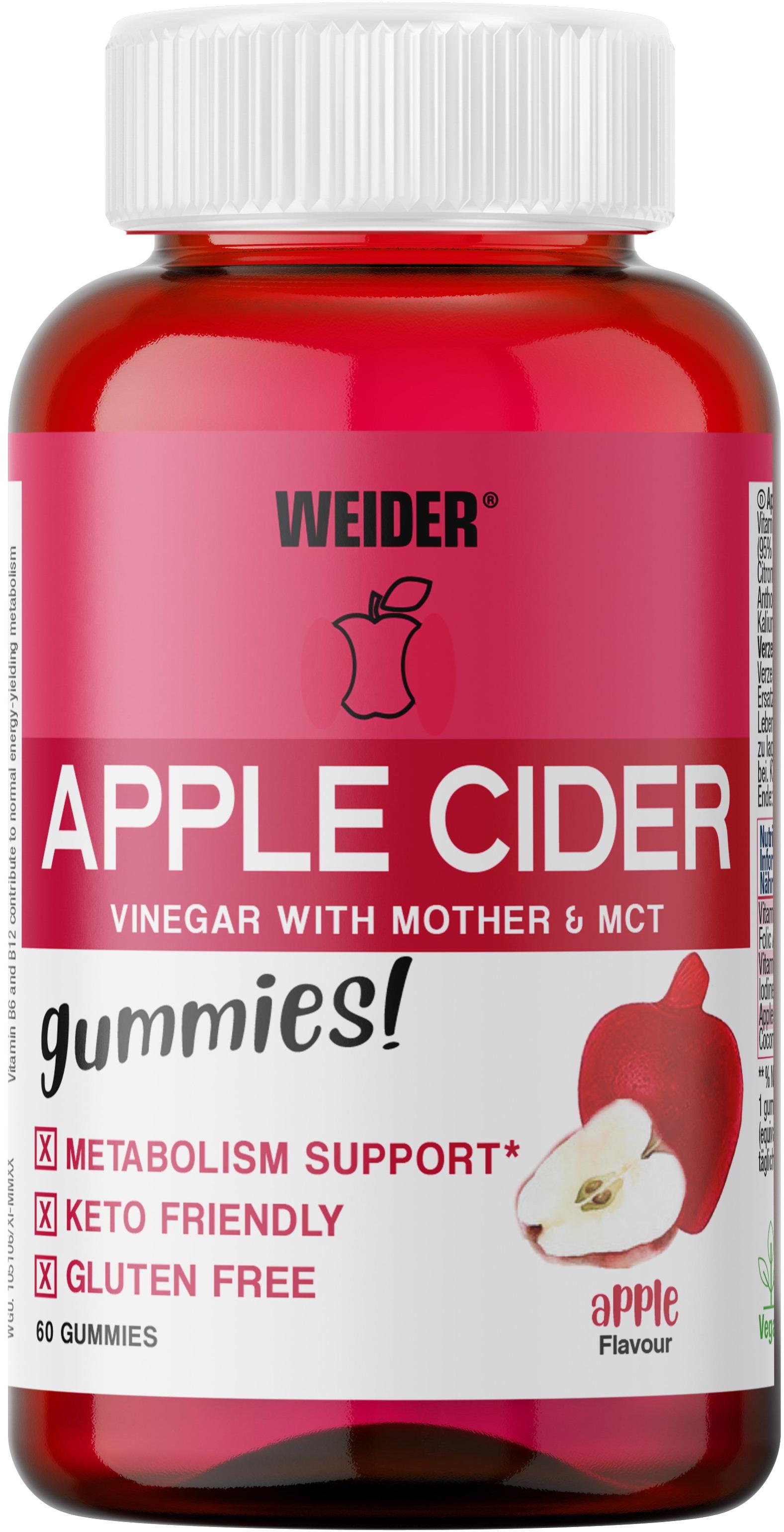 Weider Apple Cider 50 gummies, želatinové bonbóny obsahující jablečný ocet
