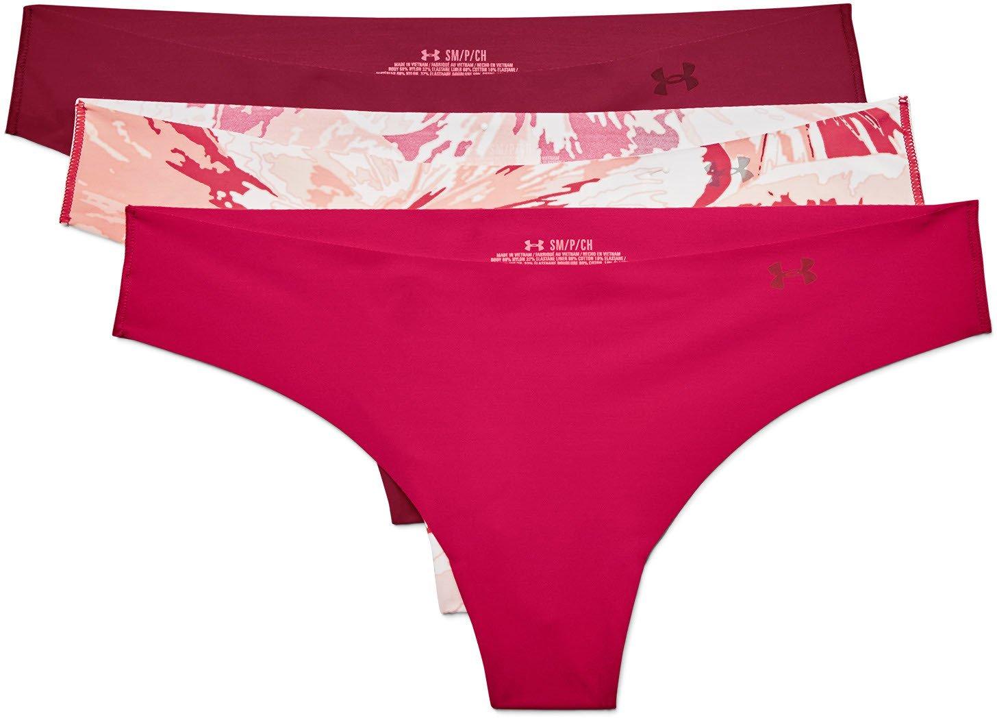Triumph kalhotky Under Armour Pure Stretch Hipster Print 3 Pack 656 Pink Knock Out Black Rose