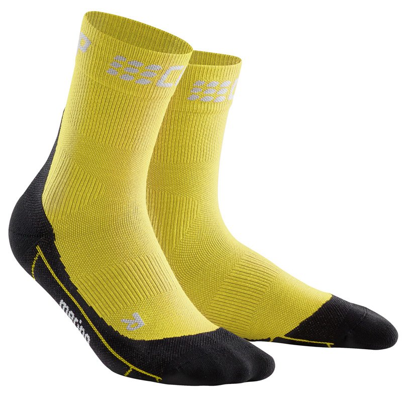 CEP Krátké zimní běžecké ponožky dámské žlutá / černá II
